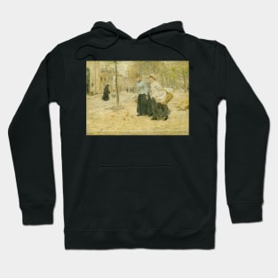 Two Washerwomen Crossing a Small Park in Paris by Jean-Francois Raffaelli Hoodie